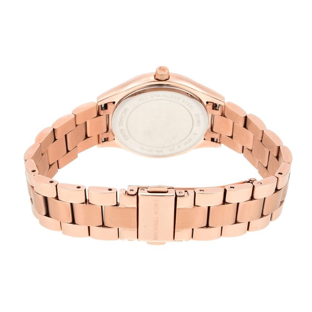 Michael Kors Slim Runway Rose Gold Dial Rose Gold Steel Strap Watch for Women - MK3513