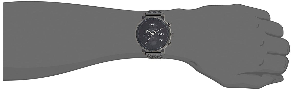 Hugo Boss Integrity Chronograph Black Dial Black Mesh Bracelet Watch for Men - 1513813