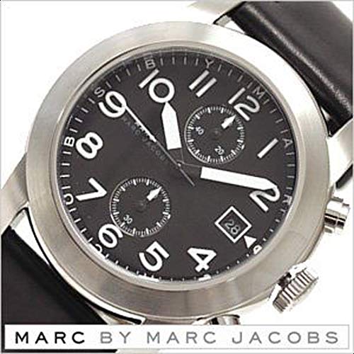 Marc Jacobs Larry Chronograph Black Dial Black Leather Strap Watch for Men - MBM5033