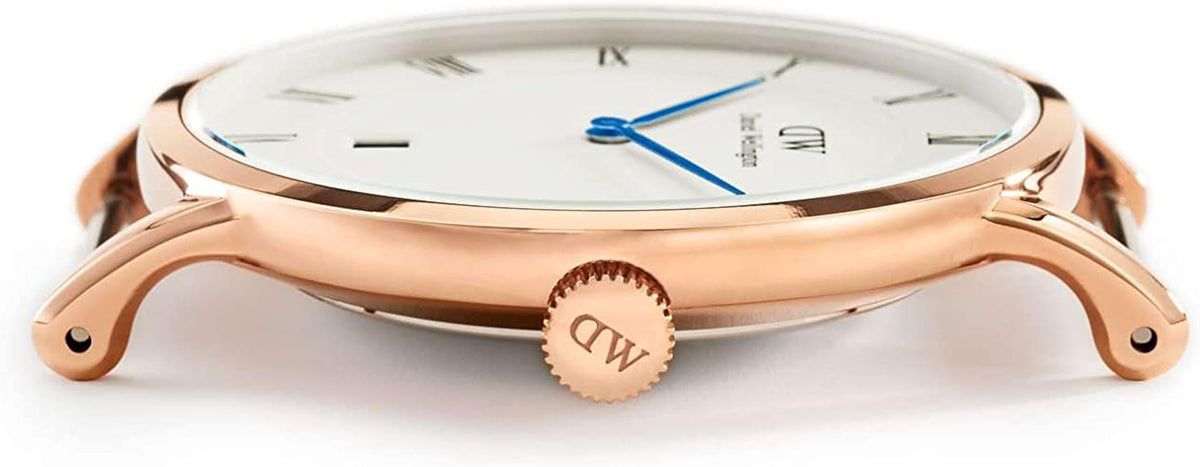 Daniel Wellington Dapper York White Dial Brown Leather Strap Watch For Men - DW00100085