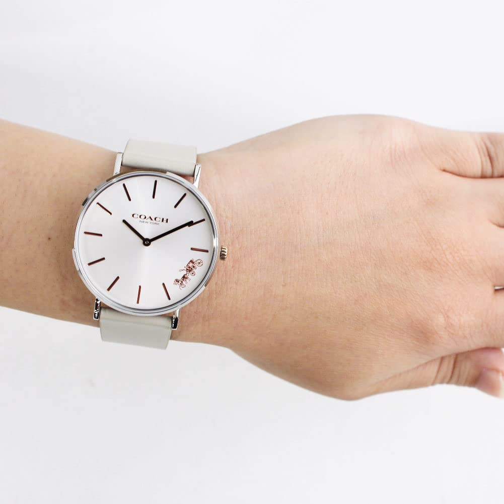Coach Perry White Dial Pink Leather Strap Watch for Women - 14503118