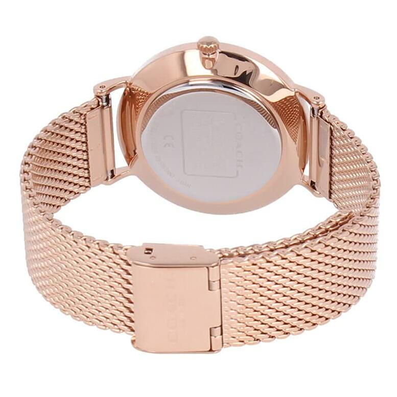Coach Perry Silver Dial Rose Gold Mesh Bracelet Watch for Women - 14503386