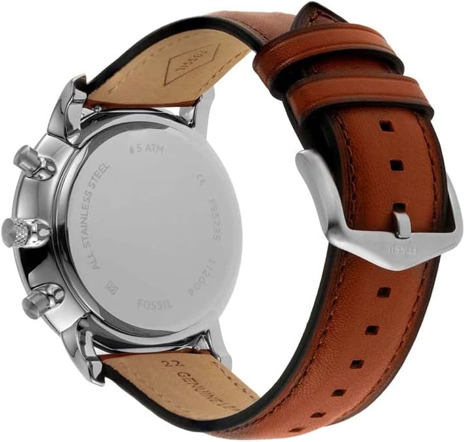 Fossil Neutra Chronograph Green Dial Brown Leather Strap Watch for Men - FS5735