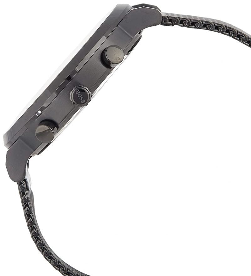 Hugo Boss Peak Chronograph Black Dial Black Steel Strap Watch for Men - 1513814