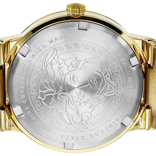 Versace Greca Silver Dial Gold Steel Strap Watch for Men - VEVI00520