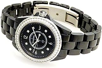 Chanel J12 Diamonds Ceramic Black Dial Black Steel Strap Watch for Women - J12 H3108