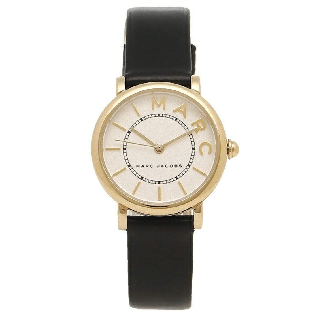 Marc Jacobs Roxy White Dial Black Leather Strap Watch for Women - MJ1537