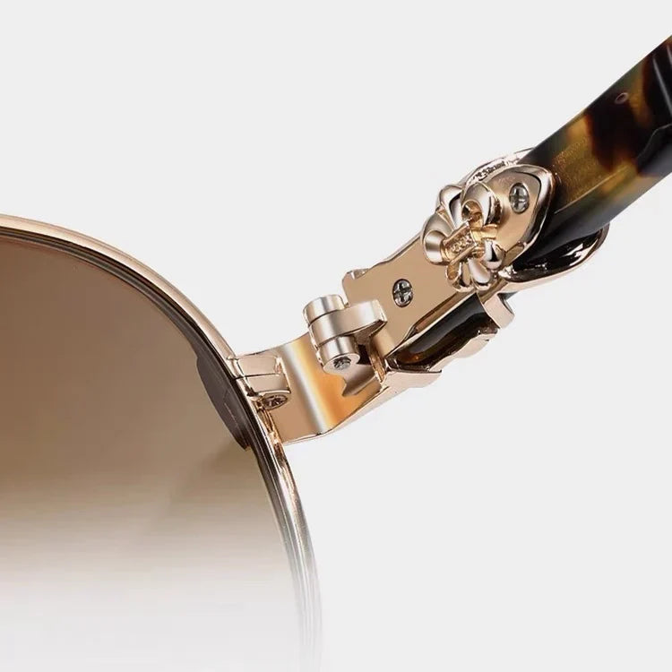 Chrome Hearts Unisex Aurelia Gold Aviator Tortoiseshell Temples Sunglasses