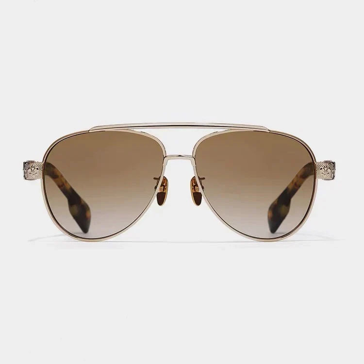 Chrome Hearts Unisex Aurelia Gold Aviator Tortoiseshell Temples Sunglasses 