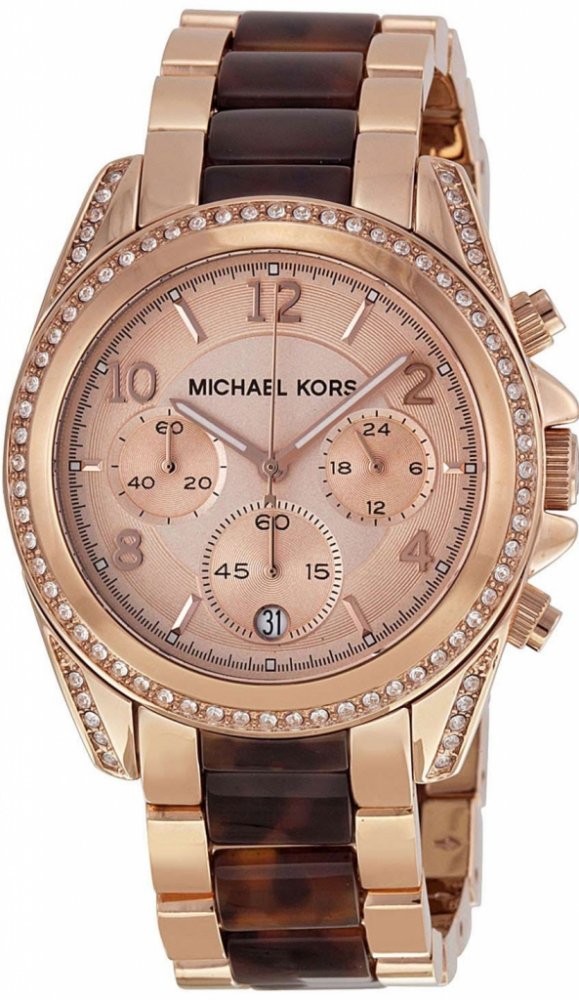 Michael Kors Blair Rose Gold Dial Two Tone Steel Strap Watch For Women - MK5859