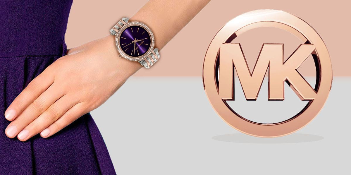 Michael Kors Darci Purple Dial Two Tone Steel Strap Watch for Women - MK3353