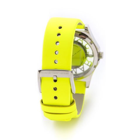 Marc Jacobs Henry Skeleton Neon Yellow Dial Yellow Leather Strap Watch for Women - MBM1242