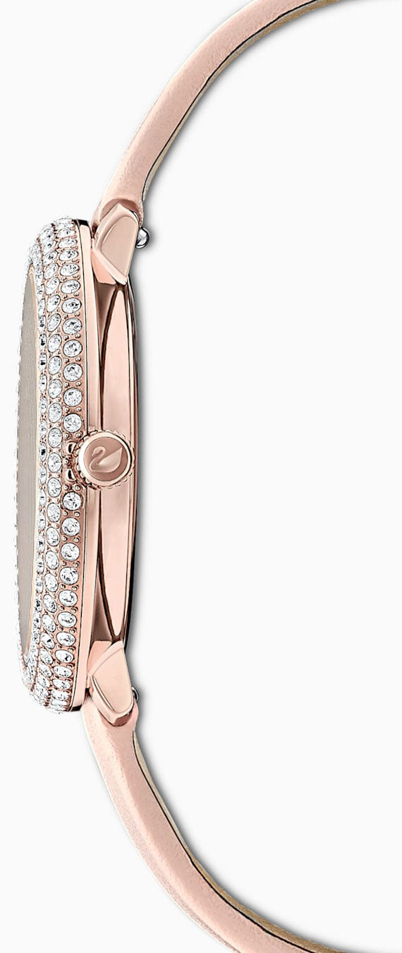 Swarovski Crystal Frost White Dial Pink Leather Strap Watch for Women - 5519223