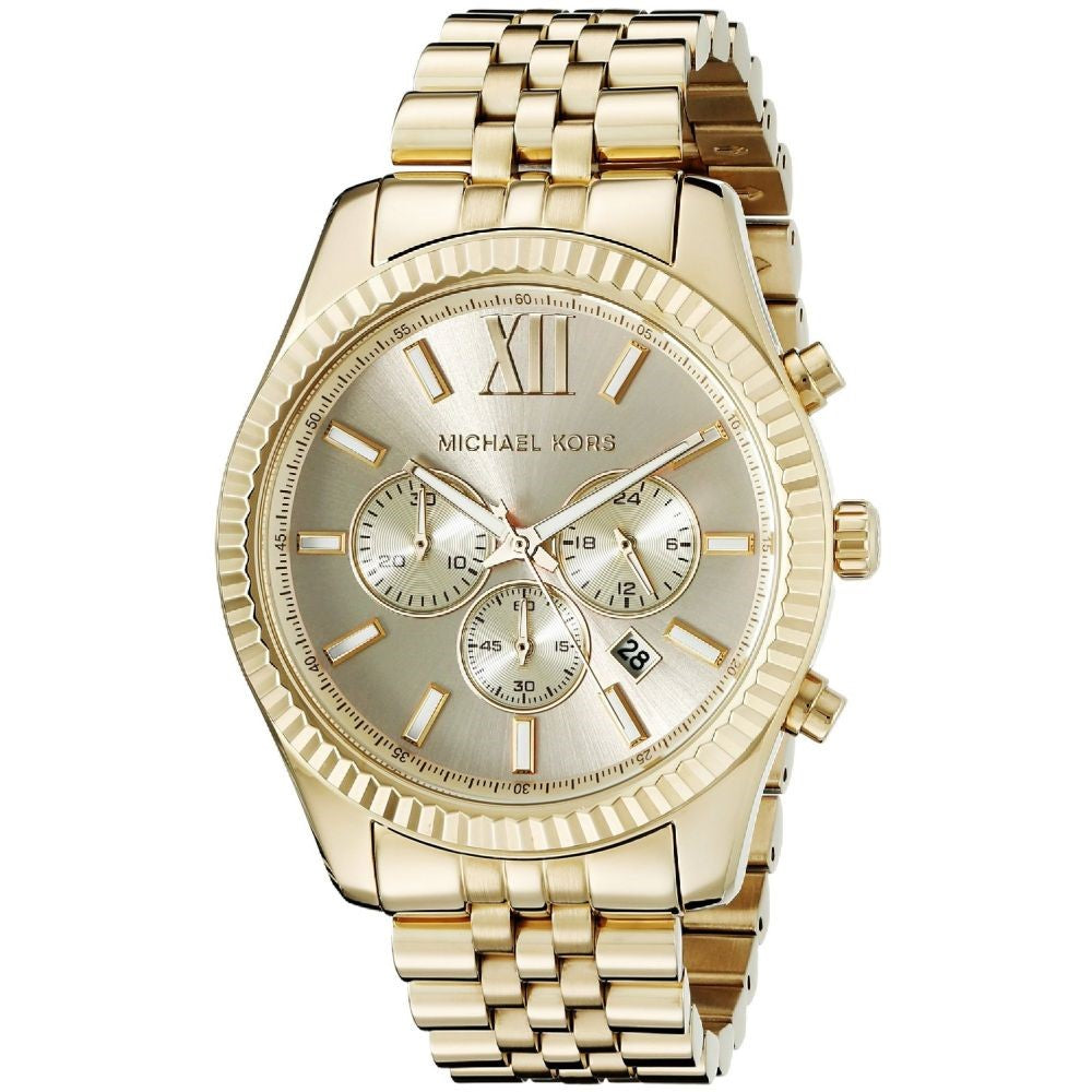 Michael Kors Lexington Gold Dial Gold Steel Strap Watch for Men - MK8281