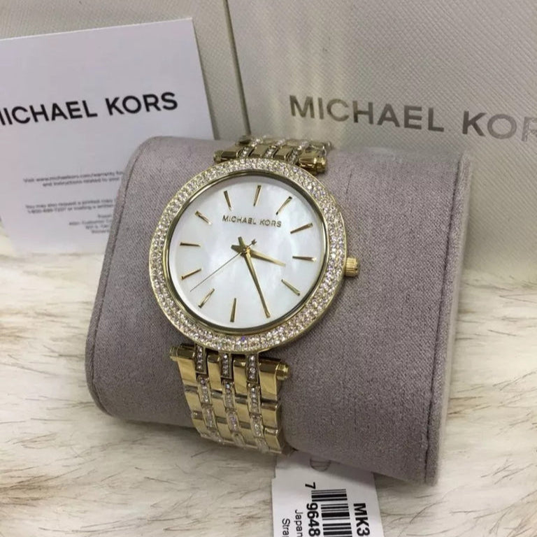 Michael Kors Darci Mother of Pearl Dial Gold Steel Strap Watch for Women - MK3219