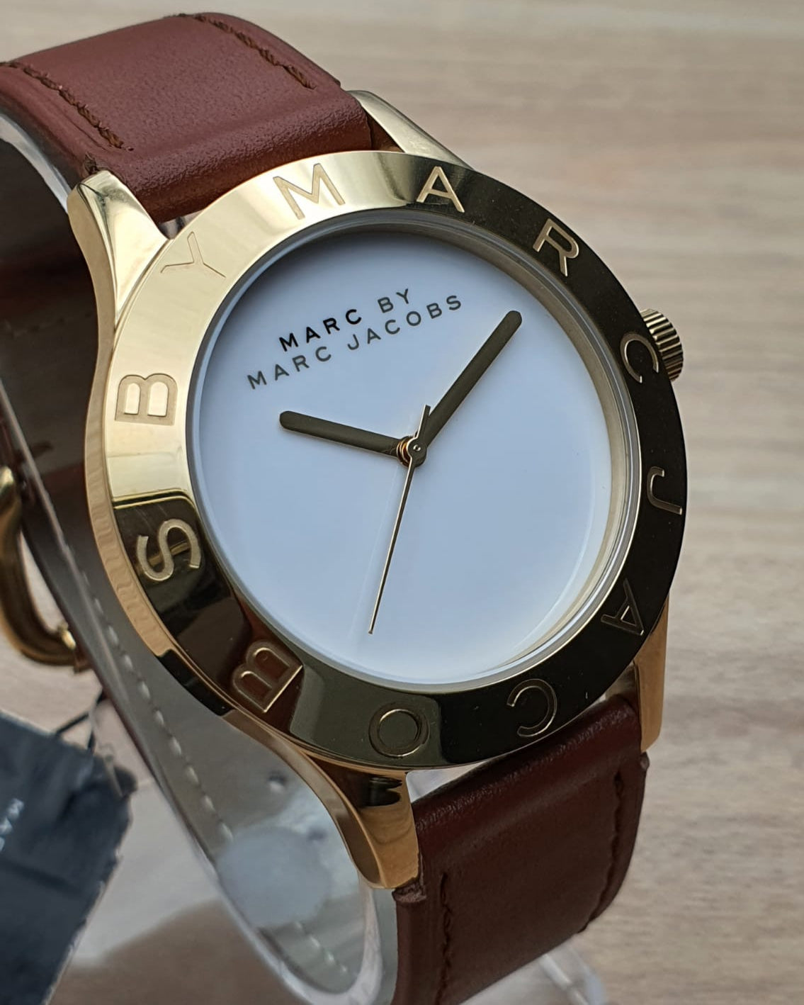 Marc Jacobs Blade White Dial Brown Leather Strap Watch for Women - MBM1218
