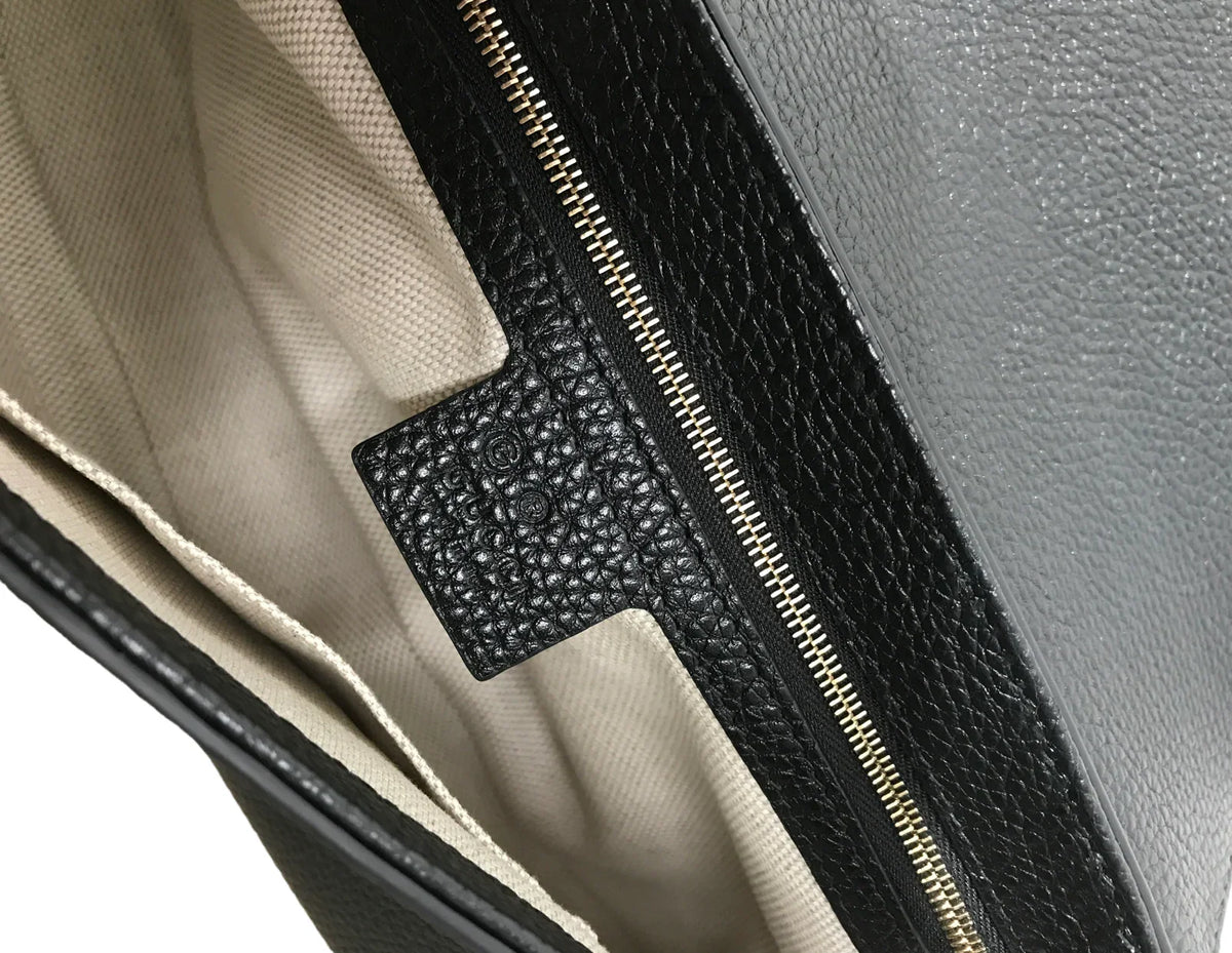 Gucci Pebbled Calfskin Soho Flap Bag – Black