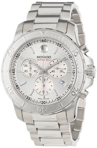 Movado Series 800 Chronograph Silver Dial Silver Steel Strap Watch For Men - 2600111