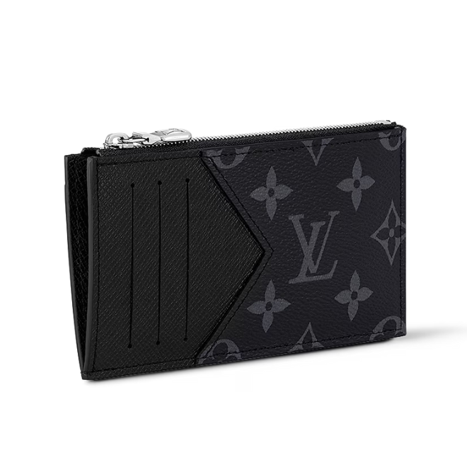 Louis Vuitton Monogram Eclipse Taigarama Coin Card Holder - Black