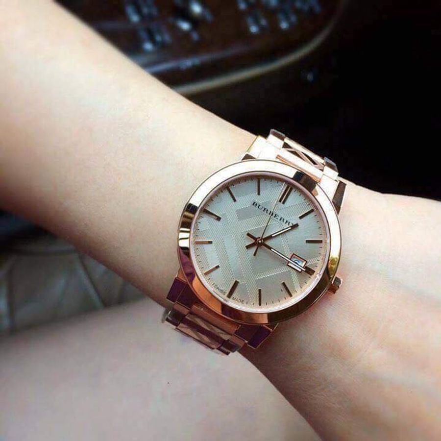 Burberry The City Rose Gold Dial Rose Gold Steel Strap Watch for Women - BU9039