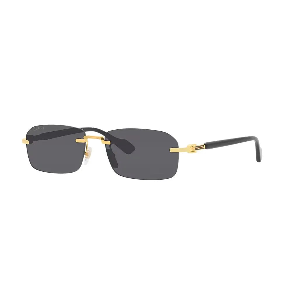 Gucci luxury sunglasses for men with dark grey lenses and gold-tone hardware accents