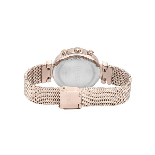 Hugo Boss Flawless Chronograph Silver Dial Gold Mesh Bracelet Watch for Women - 1502553