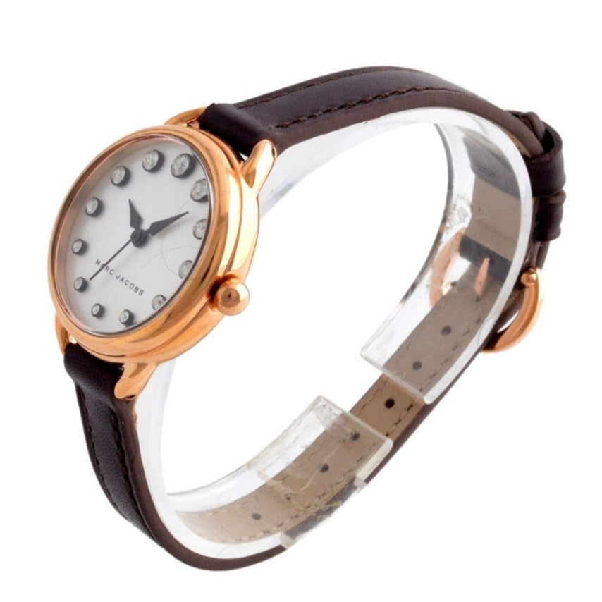 Marc Jacobs Betty White Dial Brown Leather Strap Watch for Women - MJ1481