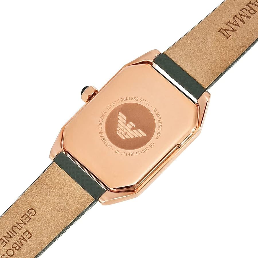Emporio Armani Gioia Analog Black Mother of Pearl Dial Green Leather Strap Watch For Women - AR11149