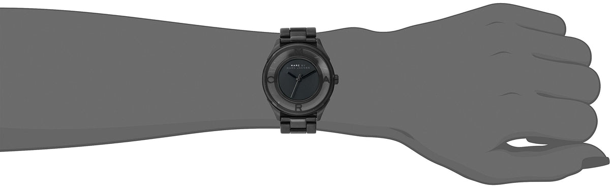 Marc Jacobs Tether Transparent Black Dial Black Steel Strap Watch for Women - MBM3415