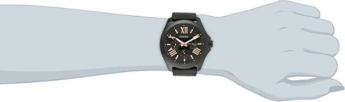 Fossil Cecile Multifunction Black Dial Black Leather Strap Watch for Men - AM4523