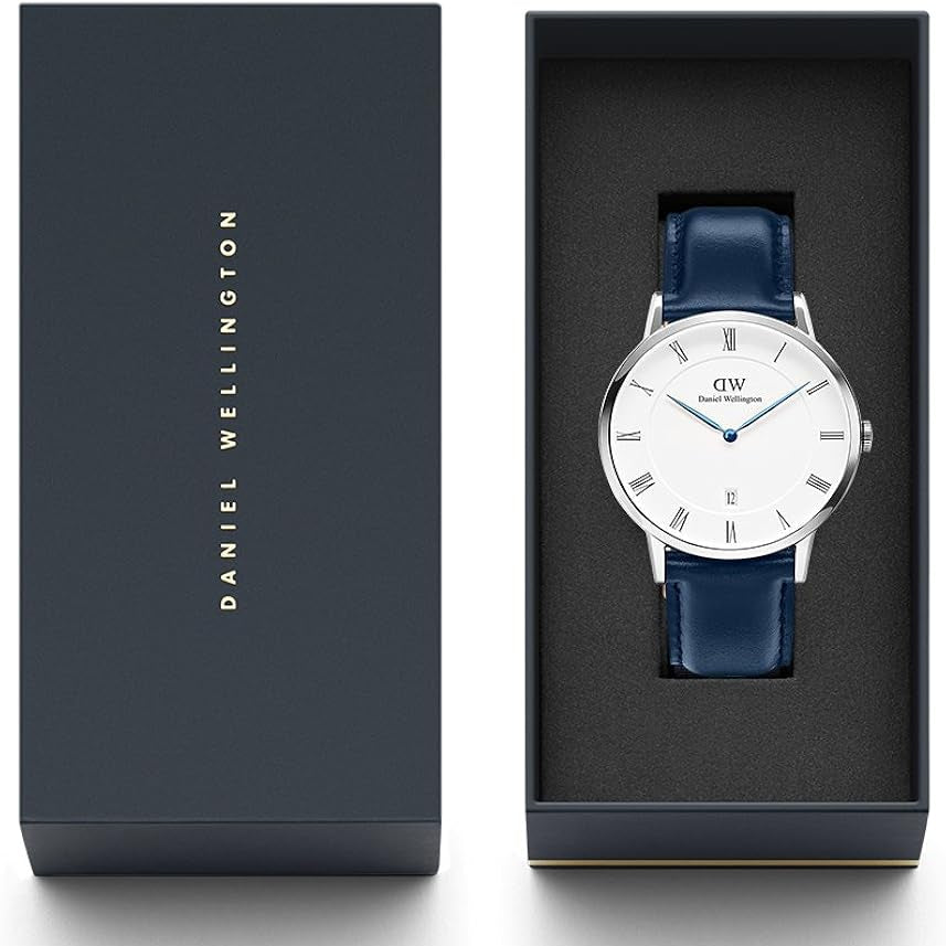 Daniel Wellington Dapper Somerset White Dial Blue Leather Strap Watch For Men - DW00100192