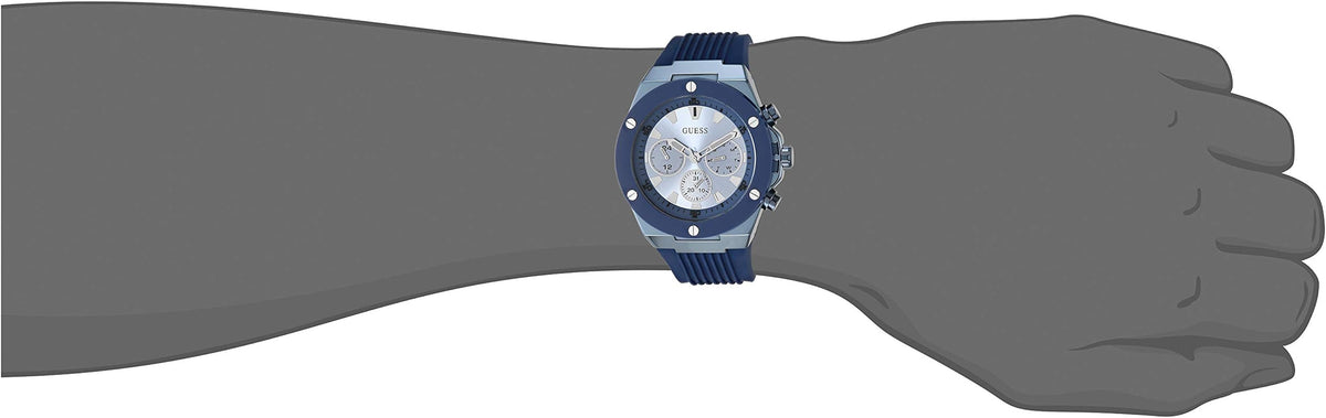 Guess Poseidon Blue Dial Blue Rubber Strap Watch for Men - GW0057G3