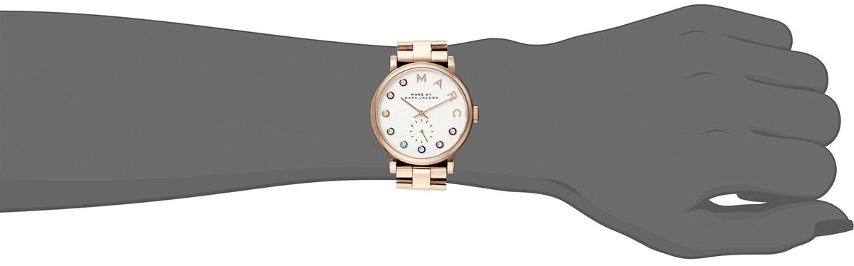 Marc Jacobs Baker White Dial Rose Gold Steel Strap Watch for Women - MBM3441