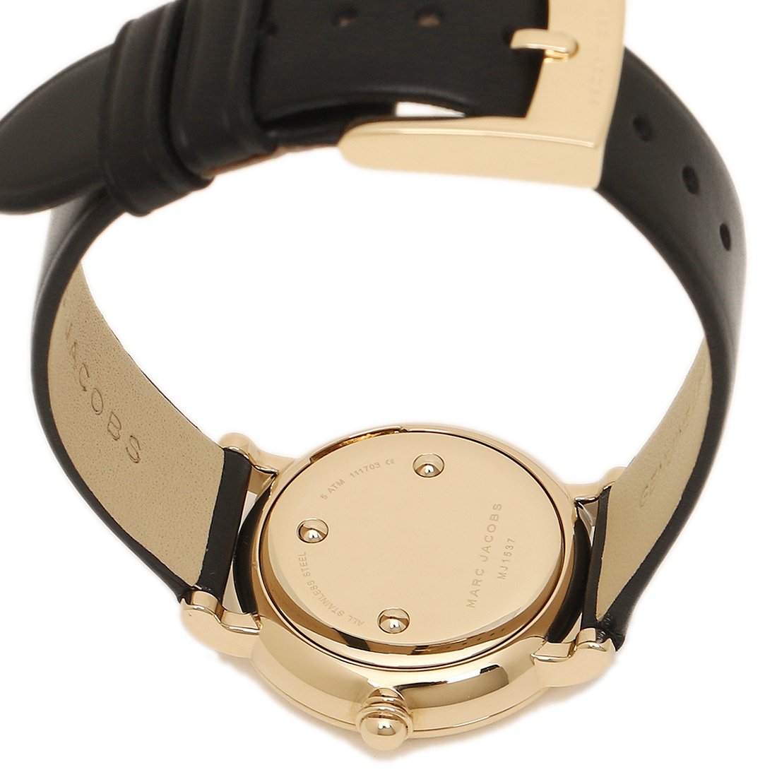 Marc Jacobs Roxy White Dial Black Leather Strap Watch for Women - MJ1537