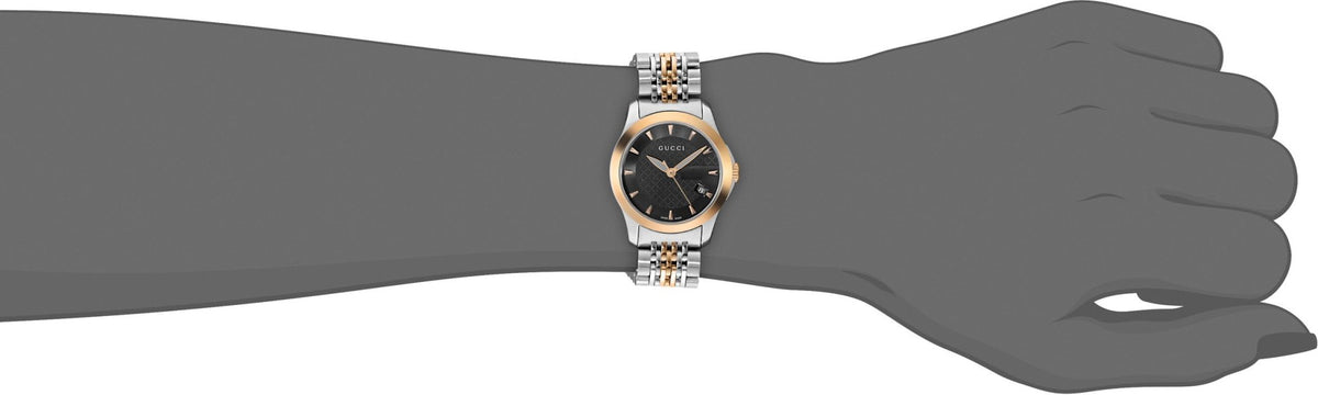 Gucci G Timeless Black Dial Two Tone Steel Strap Watch For Women - YA126512