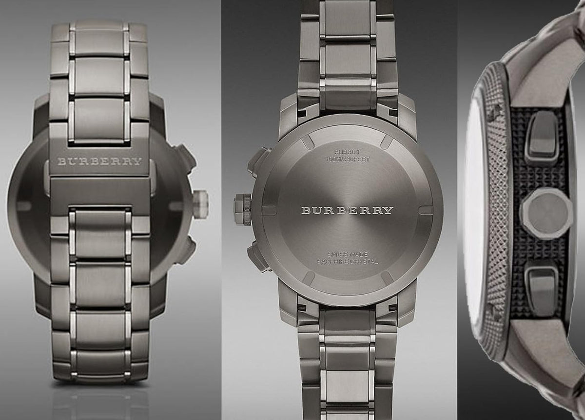 Burberry Endurance Chronograph Quartz Black Dial Black Steel Strap Watch For Men - BU9801
