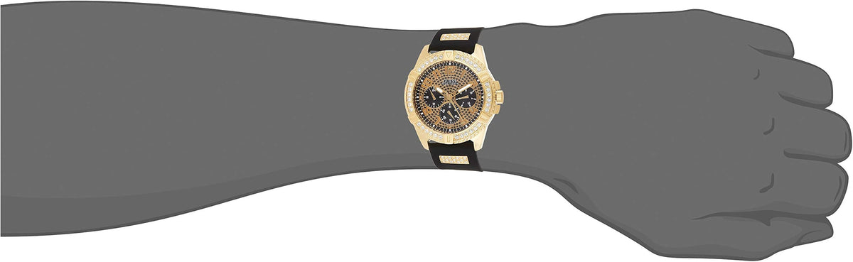 Guess Frontier Crystals Black Dial Black Silicone Strap Watch For Men - W1132G1