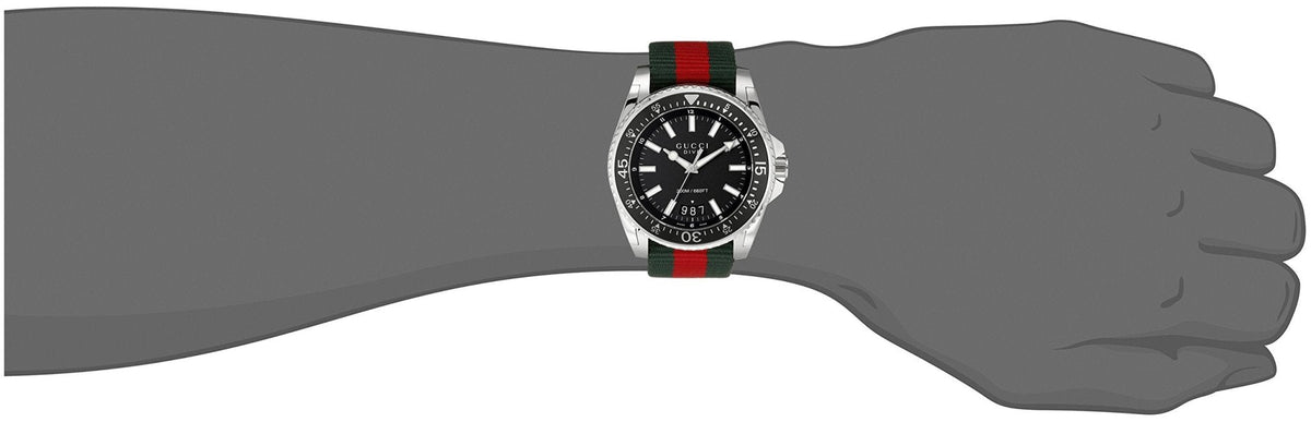 Gucci Dive Black Dial Two Tone NATO Strap Watch For Men - YA136206
