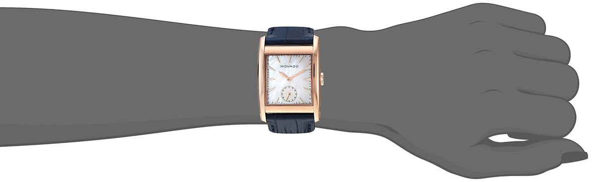 Movado Heritage Mother of Pearl White Dial Blue Leather Strap Watch For Women - 3650052