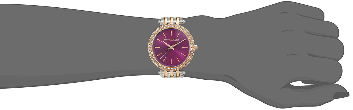 Michael Kors Darci Purple Dial Two Tone Steel Strap Watch for Women - MK3353