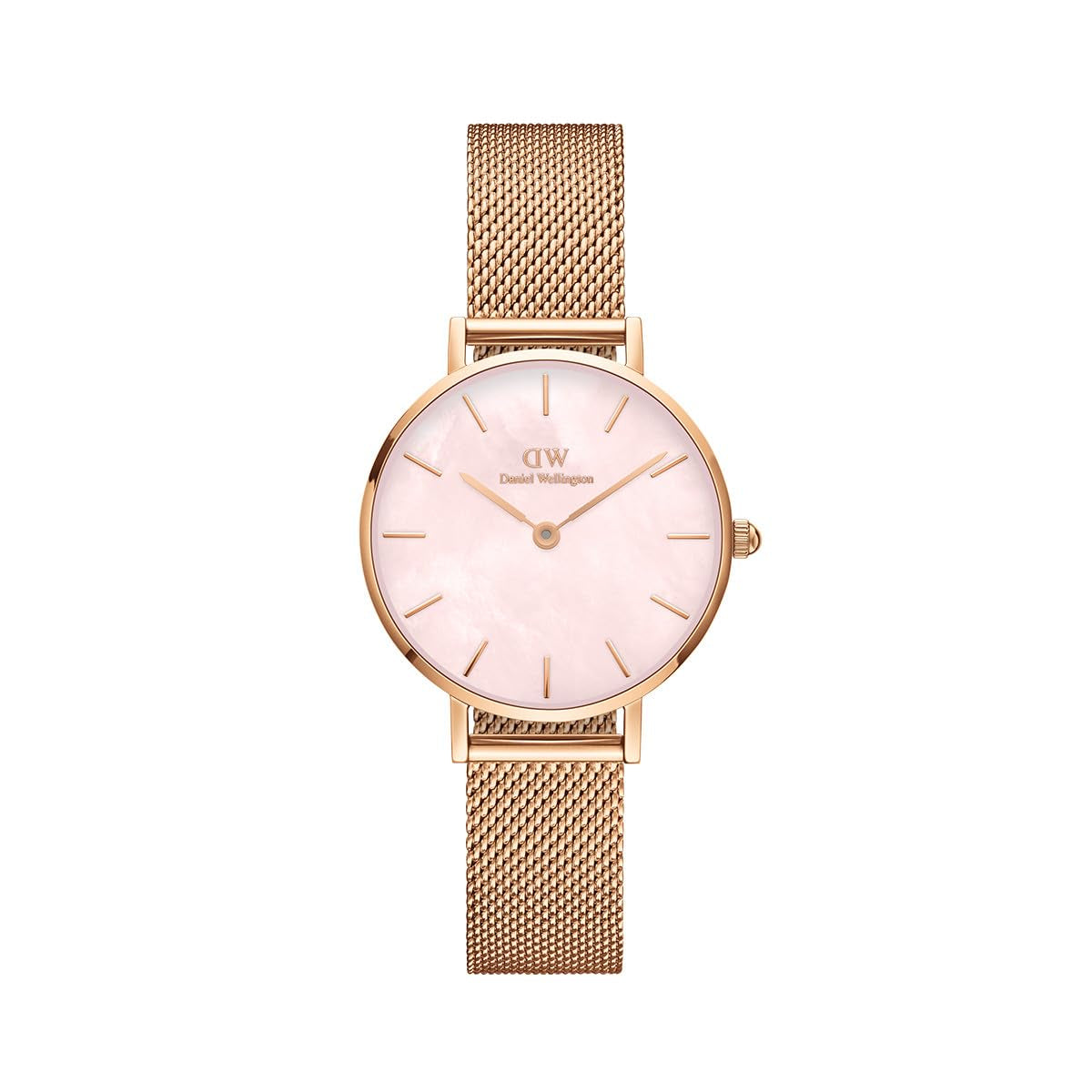 Daniel Wellington Petite Melrose Mother of Pearl Pink Dial Pink Mesh Strap Watch For Women - DW00100513