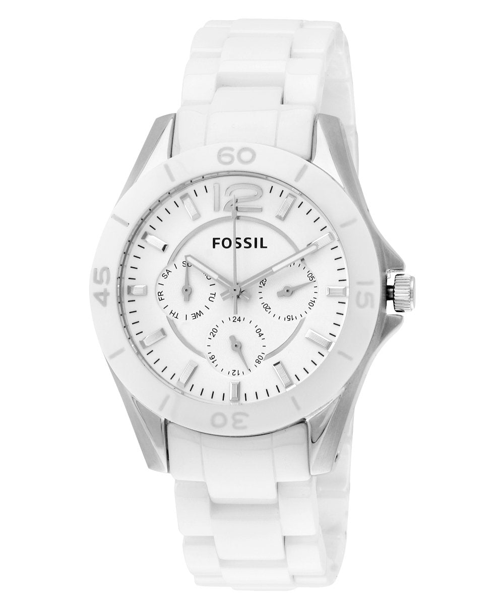 Fossil Ceramic White Dial White Ceramic Strap Watch for Women - CE1002