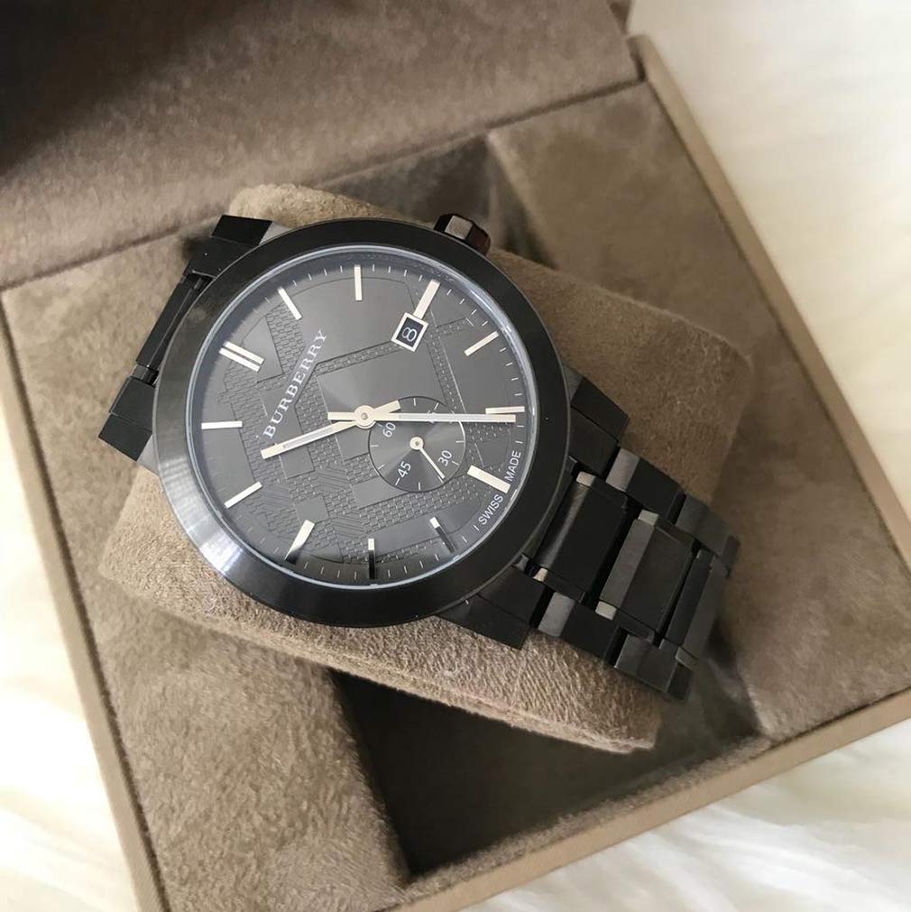 Burberry The City Black Dial Black Steel Strap Watch for Men - BU9902