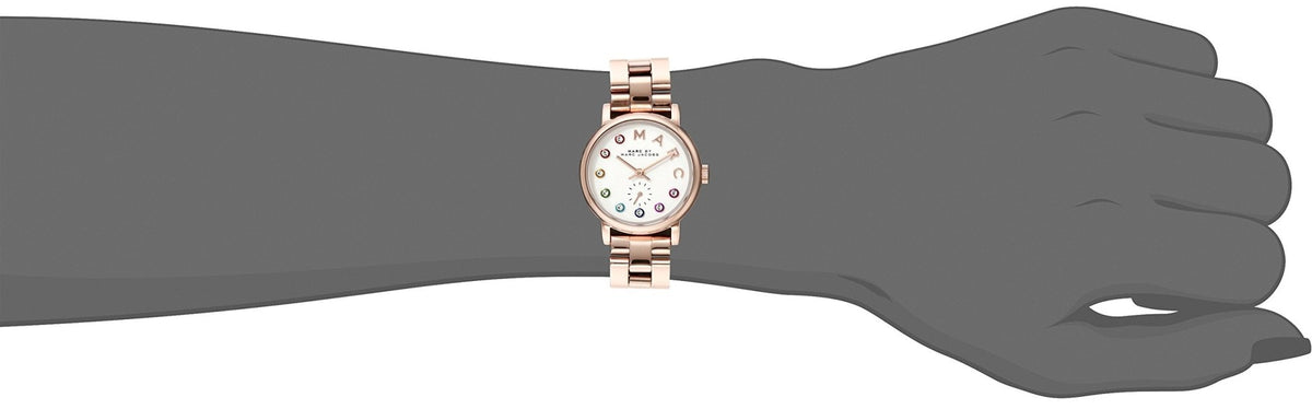 Marc Jacobs Baker Dexter White Dial Rose Gold Steel Strap Watch for Women - MBM3443