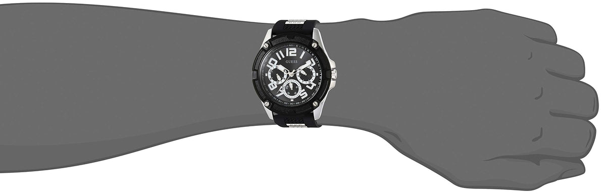 Guess Delta Black Dial Black Silicone Strap Watch for Men - GW0051G1