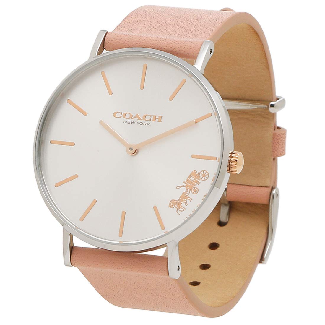 Coach Perry White Dial Pink Leather Strap Watch for Women - 14503128