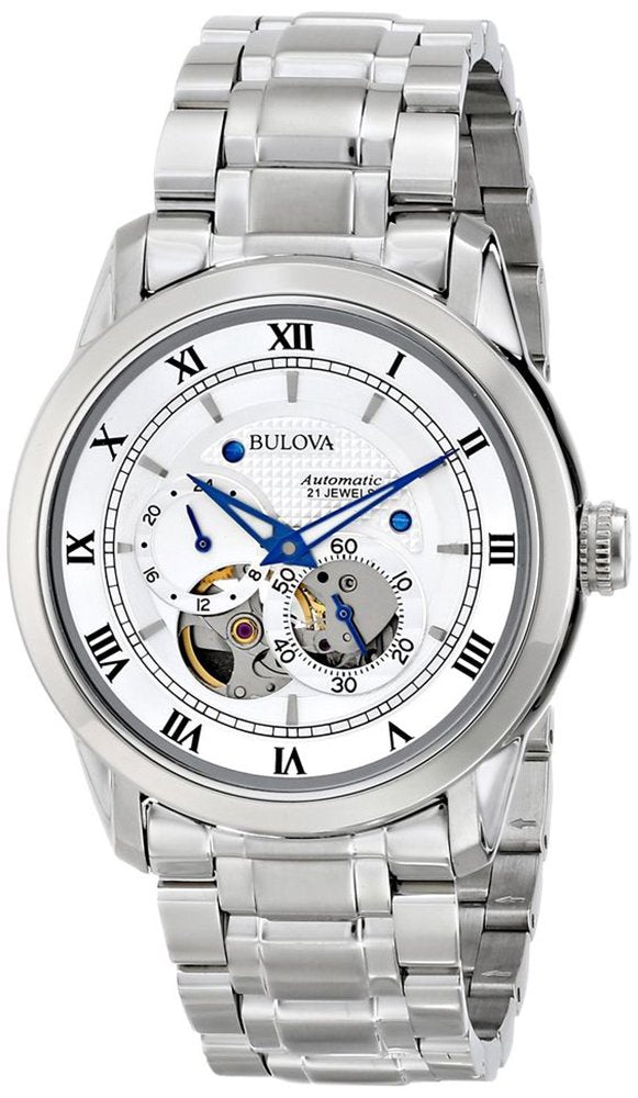 Bulova BVA Series Dual Aperture Silver Dial Silver Steel Strap Watch for Men - 96A118