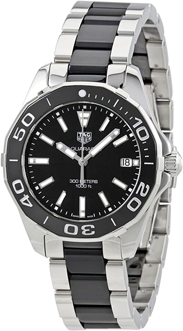 Tag Heuer Aquaracer Quartz Black Dial Two Tone Steel Strap Watch for Men - WAY131A.BA0913