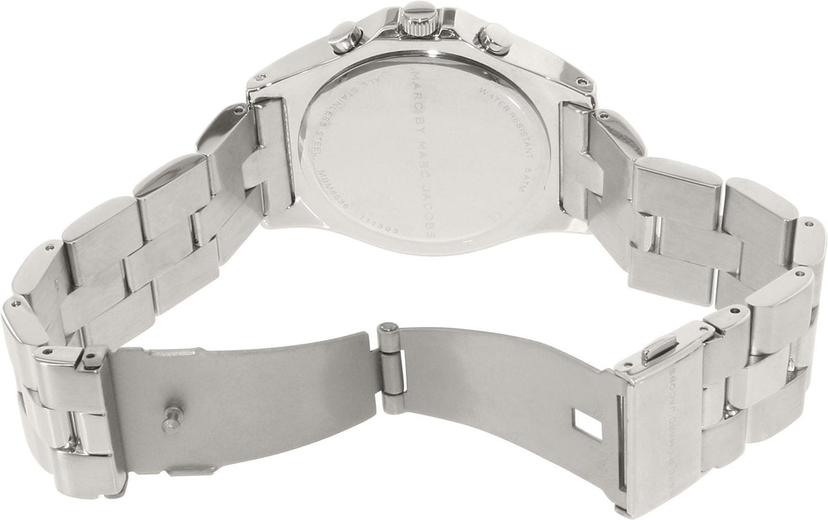 Marc Jacobs Blade Chronograph Brown Dial Silver Steel Strap Watch for Women - MBM8636