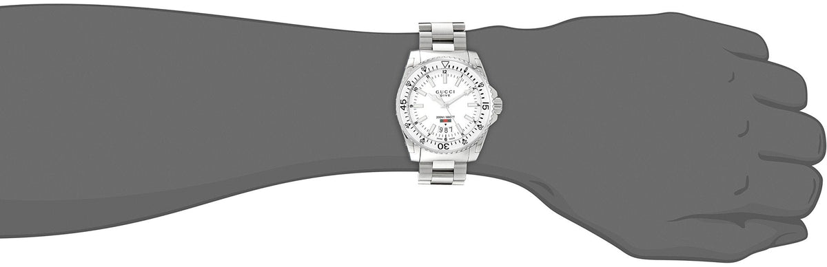 Gucci Dive Quartz White Dial Silver Steel Strap Watch for Men - YA136302